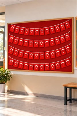 40'lı Orta Boy İpli Türk Bayrağı Seti 8x12 cm – 4,5 Metre Ay Yıldızlı Milli Bayram Süsü