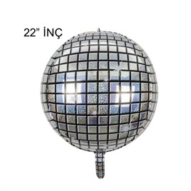 4D Büyük Boy Gümüş Disko Küre Folyo Balon  22
