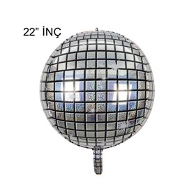 4D Büyük Boy Gümüş Disko Küre Folyo Balon  22