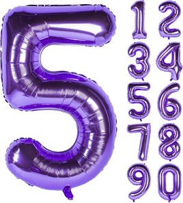 5 Beş Rakam Mor Folyo Balon 32