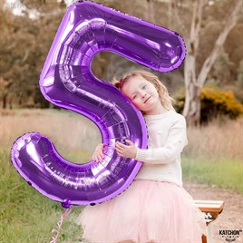 5 Beş Rakam Mor Folyo Balon 32