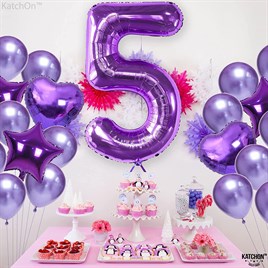 5 Beş Rakam Mor Folyo Balon 32
