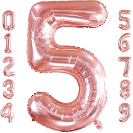 5 Beş Rakam Rose Gold Folyo Balon 32-34