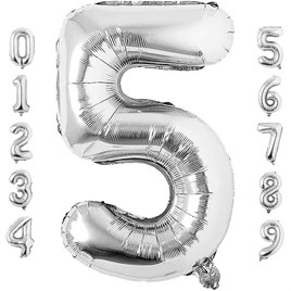 5 Gümüş Rakam ve  Gold Kral Tacı Folyo Balon Doğum Günü Parti Kutlama Seti
