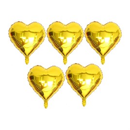 5 Li Gold Kalp Folyo Balon 15 Inç - 38 Cm 