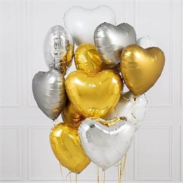 5 Li Gümüş Kalp Folyo Balon 15 Inç - 38 Cm 