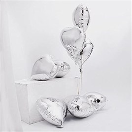 5 Li Gümüş Kalp Folyo Balon 15 Inç - 38 Cm 