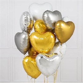 5 Li Gümüş Kalp Folyo Balon 15 Inç - 38 Cm 