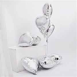 5 Li Gümüş Kalp Folyo Balon 15 Inç - 38 Cm 