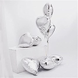 5 Li Gümüş Kalp Folyo Balon 15 Inç - 38 Cm 