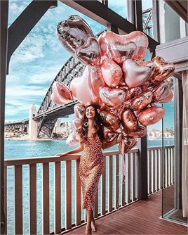 5 Li Rose Gold Kalp Folyo Balon 15 Inç - 38 Cm 
