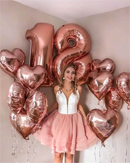 5 Li Rose Gold Kalp Folyo Balon 15 Inç - 38 Cm 