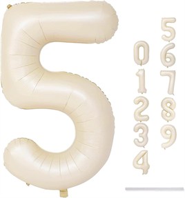 5 Rakam Krem Folyo Balon 34 inç 76-82 cm
