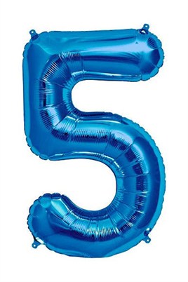 5 Rakam Mavi Folyo Balon 34 inç 76-82 cm