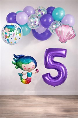 5 Yaş Deniz Kızı Temalı Doğum Günü Parti Kutlama Seti Konsept 2