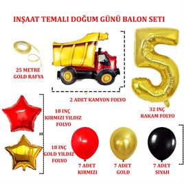 5 Yaş İnşaat Temalı Doğum Günü Parti Kutlama Seti