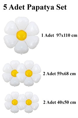 5Lİ Papatya Folyo Balon Set Parti Kutlama Seti