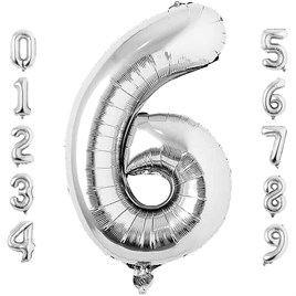 6 Altı Rakam Gümüş Folyo Balon 34