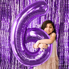 6 Altı Rakam Mor Folyo Balon 32