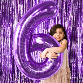 6 Altı Rakam Mor Folyo Balon 32