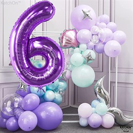 6 Altı Rakam Mor Folyo Balon 32