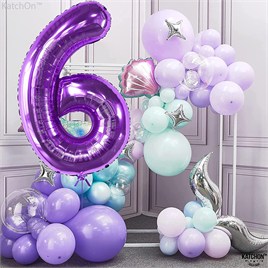 6 Altı Rakam Mor Folyo Balon 32
