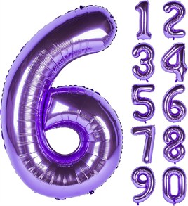 6 Altı Rakam Mor Folyo Balon 32