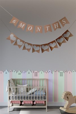 6 Months Yarım Yaş Kraft Retro Banner Ve Kalp Banner Süs  2Li Set