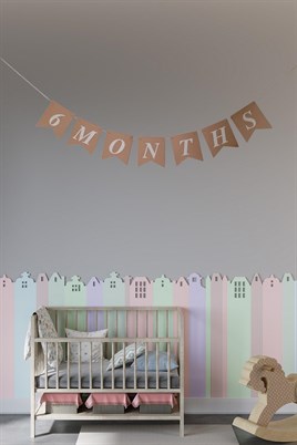 6 Months Yarım Yaş Retro Banner Süs 105 Cm x 17 Cm 