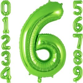 6 Rakam Açık Yeşil Folyo Balon 32-34