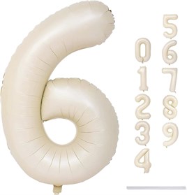 6 Rakam Krem Folyo Balon 34 inç 76-82 cm