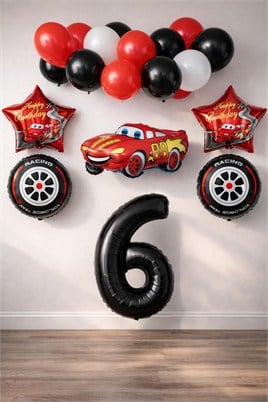 6 Yaş Arabalar Temalı Doğum Günü Parti Kutlama Balon Seti