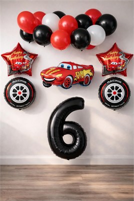 6 Yaş Arabalar Temalı Doğum Günü Parti Kutlama Balon Seti