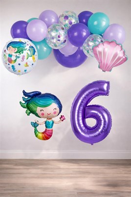 6 Yaş Deniz Kızı Temalı Doğum Günü Parti Kutlama Seti Konsept 2