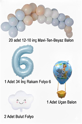 6 Yaş Mavi Gökyüzü Doğum Günü Konsepti