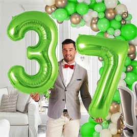7 Rakam Açık Yeşil Folyo Balon 32-34