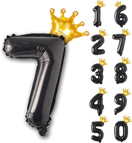 7  Siyah Folyo Ve Kral Tacı Parti Kutlama Seti