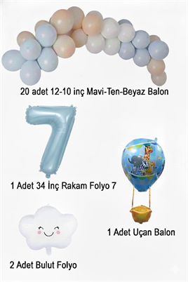 7 Yaş Mavi Gökyüzü Doğum Günü Konsepti