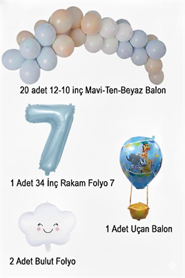 7 Yaş Mavi Gökyüzü Doğum Günü Konsepti