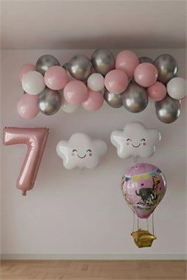 7 Yaş Pembe Bulut Perisi Doğum Günü Konsept Seti
