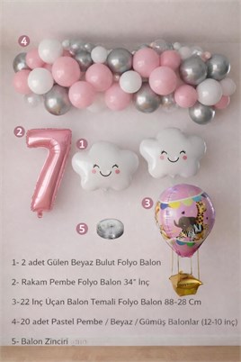 7 Yaş Pembe Bulut Perisi Doğum Günü Konsept Seti