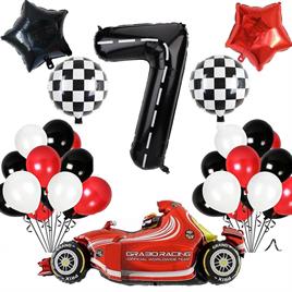7 Yaş Yarış Arabası Temalı Doğum Günü Parti Kutlama Balon Seti 