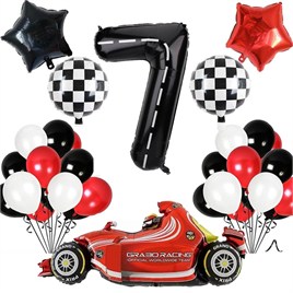 7 Yaş Yarış Arabası Temalı Doğum Günü Parti Kutlama Balon Seti 