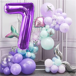 7 Yedi Rakam Mor Folyo Balon 32