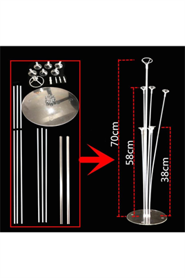 7li Balon Standı ve 10 Adet Mavi Deniz Kumu Ve Kahverengi Balon Set