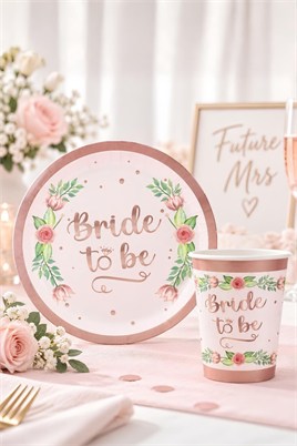 8 Adet Bride To Be Temalı Tabak Bardak Set