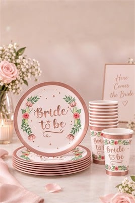8 Adet Bride To Be Temalı Tabak Bardak Set