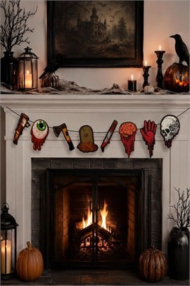 8 Parça Korku Figürlü Asma Banner Halloween Cadılar Bayramı Parti Süsü