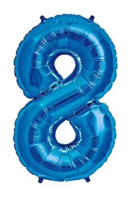 8 Rakam Mavi Folyo Balon 34 inç 76-82 cm
