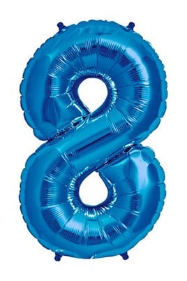 8 Rakam Mavi Folyo Balon 34 inç 76-82 cm